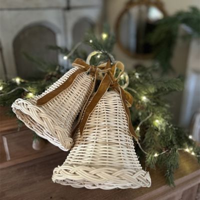 Woven Rattan Christmas Bell Set of 2