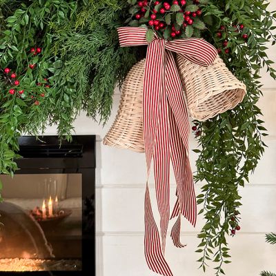 Woven Rattan Christmas Bell Set of 2
