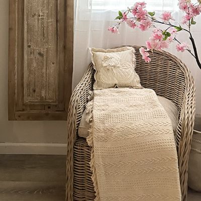Woven Rattan Curved Arm Chair With Cushion