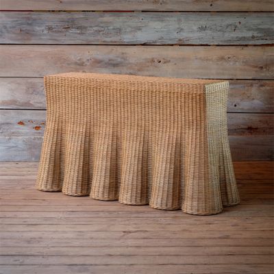 Woven Rattan Skirted Console Table