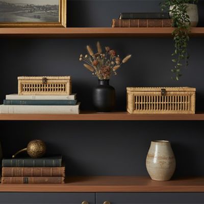 Woven Rattan Storage Box with Glass Top Set of 2