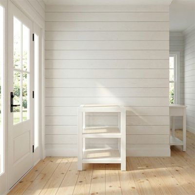 Woven Rattan White 3 Tier Side Table