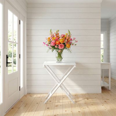 Woven Rattan White Tray Table