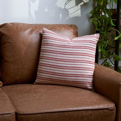 Woven Red Stripe Throw Pillow