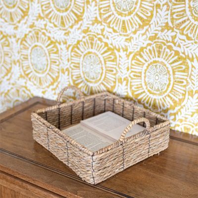 Woven Seagrass Farmhouse Basket Tray