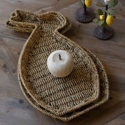 Woven Seagrass Rabbit Basket Tray Set of 2