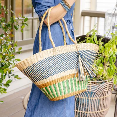 Woven Striped Everyday Tote