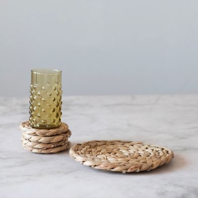 Woven Water Hyacinth Trivet and Coaster 5 Piece Set