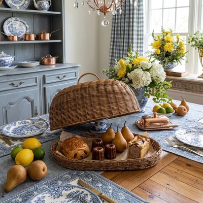 Woven Wicker Dome Cloche with Tray