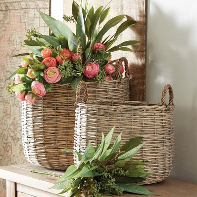 Woven Willow Handled Baskets Set of 2