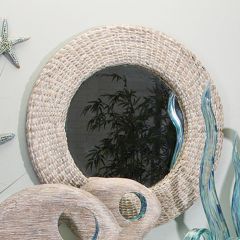 Water Hyacinth Round Wall Mirror