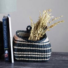 Farmhouse Striped Seagrass Basket Set of 2