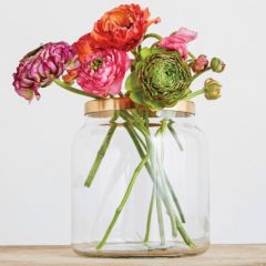 Glass Jar Vase With Metal Flower Frog Lid