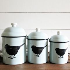 Songbird Enamel Canisters Set of 3