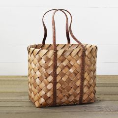 Braided Wood Chip Basket Hand Bag