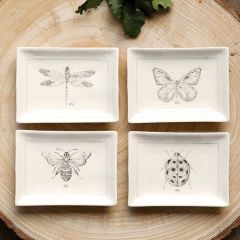 Insect Accent Ceramic Dish Set of 4