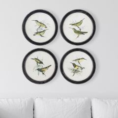 Round Bird Prints Set of 4