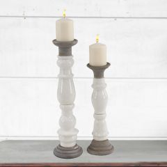 Neutral Tones Ceramic Candle Holder Set of 2