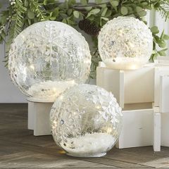 Snowflake Accent Glass Globes Set of 3