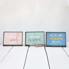Framed Inspirational Saying With Easel Set of 3