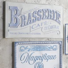 Embossed Metal Wall Plaque Brasserie Cafe