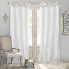 Simple Tie Top Semi Sheer Curtain Panel Set of 2 52x84