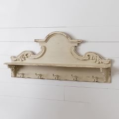 Distressed Intricate Shelf With Hooks