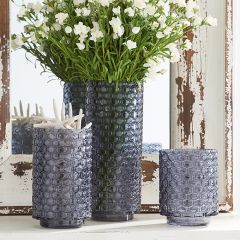 Textured Translucent Glass Vases Set of 3