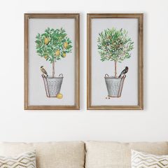 Framed Potted Tree and Bird Wall Decor Set of 2