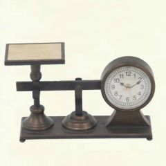 Reproduction Wood and Metal Scale With Clock