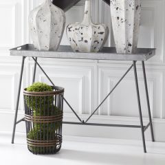Galvanized Tray Top Console Table