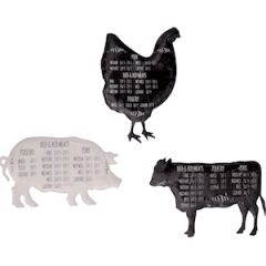Animal Magnets | Meat Temperature Guide | Farm Animal Kitchen Decor
