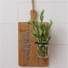 Cutting Board Sconce With Jar Vase