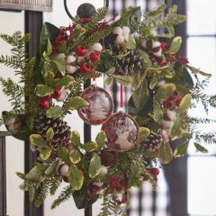 Christmas Cotton Pinecone And Berry Wreath