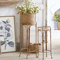 Metal Bamboo Plant Stand Set of 2