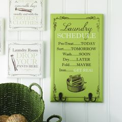 Laundry Schedule Wall Hook Sign
