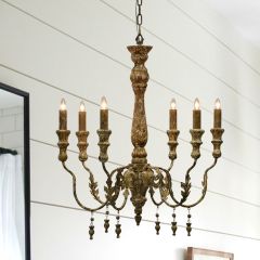 Chandelier With Wood Accents