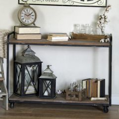 Metal And Wood Rolling Console Table