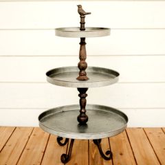 3 Tier Tray Stand With Bird Finial