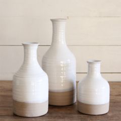 Two Tone Ceramic Vases Set of 3