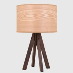 4 Legged Wood Table Lamp With Wood Veneer Shade