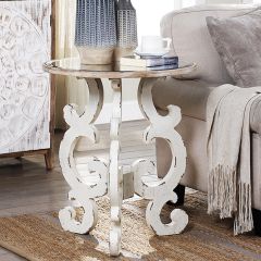 Mirror Top Rustic Accent Table