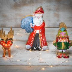 Painted Wood Holiday Figurines Set of 3
