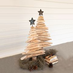 Star Topped Wood Spinner Tree Set of 2