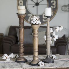 Wooden Candle Holders Set of 3