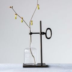 Vintage Inspired Glass Bottle With Metal Stand