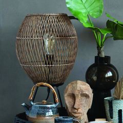 Bamboo And Rattan Tripod Table Lamp