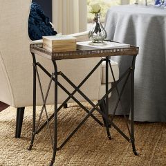 Iron and Marble Industrial Accent Table