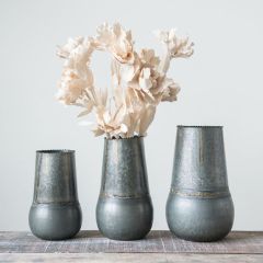 Round Bottom Galvanized Vase Set of 3