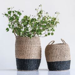 Natural Woven Seagrass Baskets Set of 2